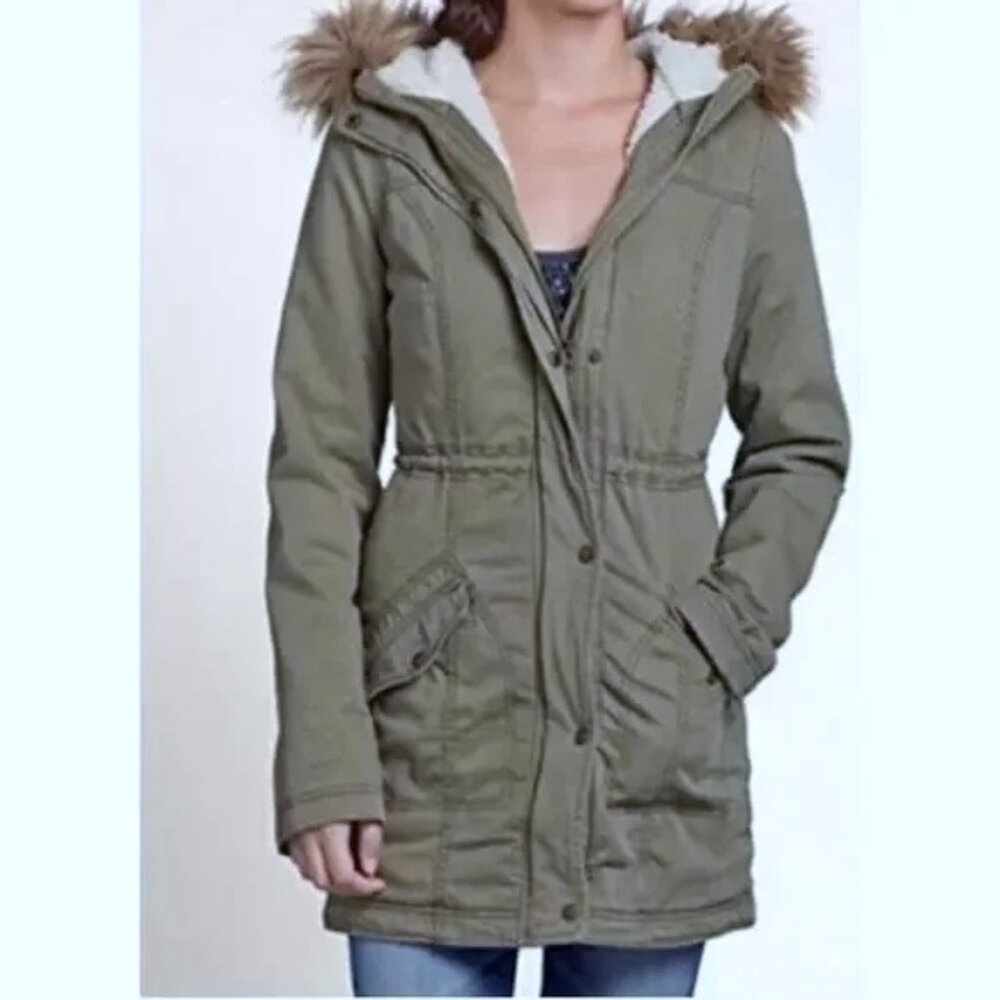 Hollister Cotton Parka with Fur Lined Hood